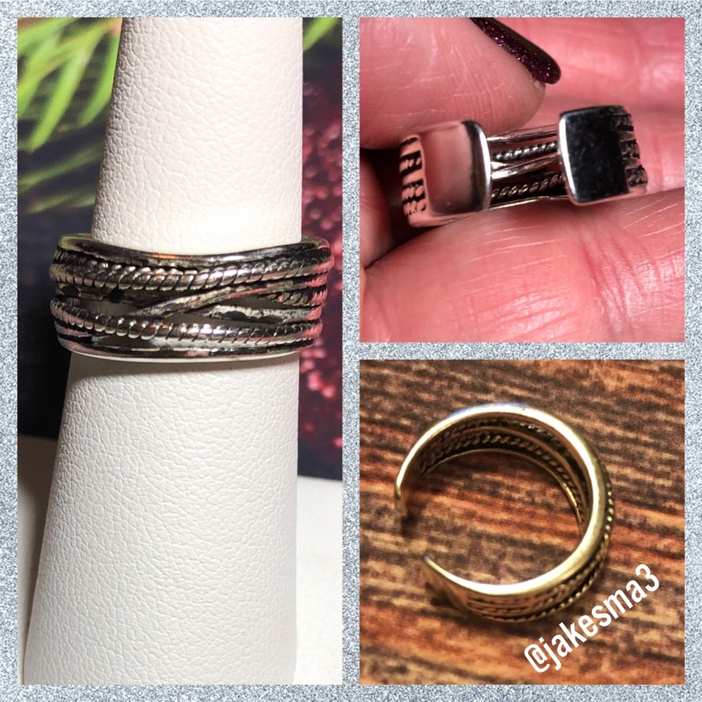 twisted silver adjustable ring - Picture 2 of 2